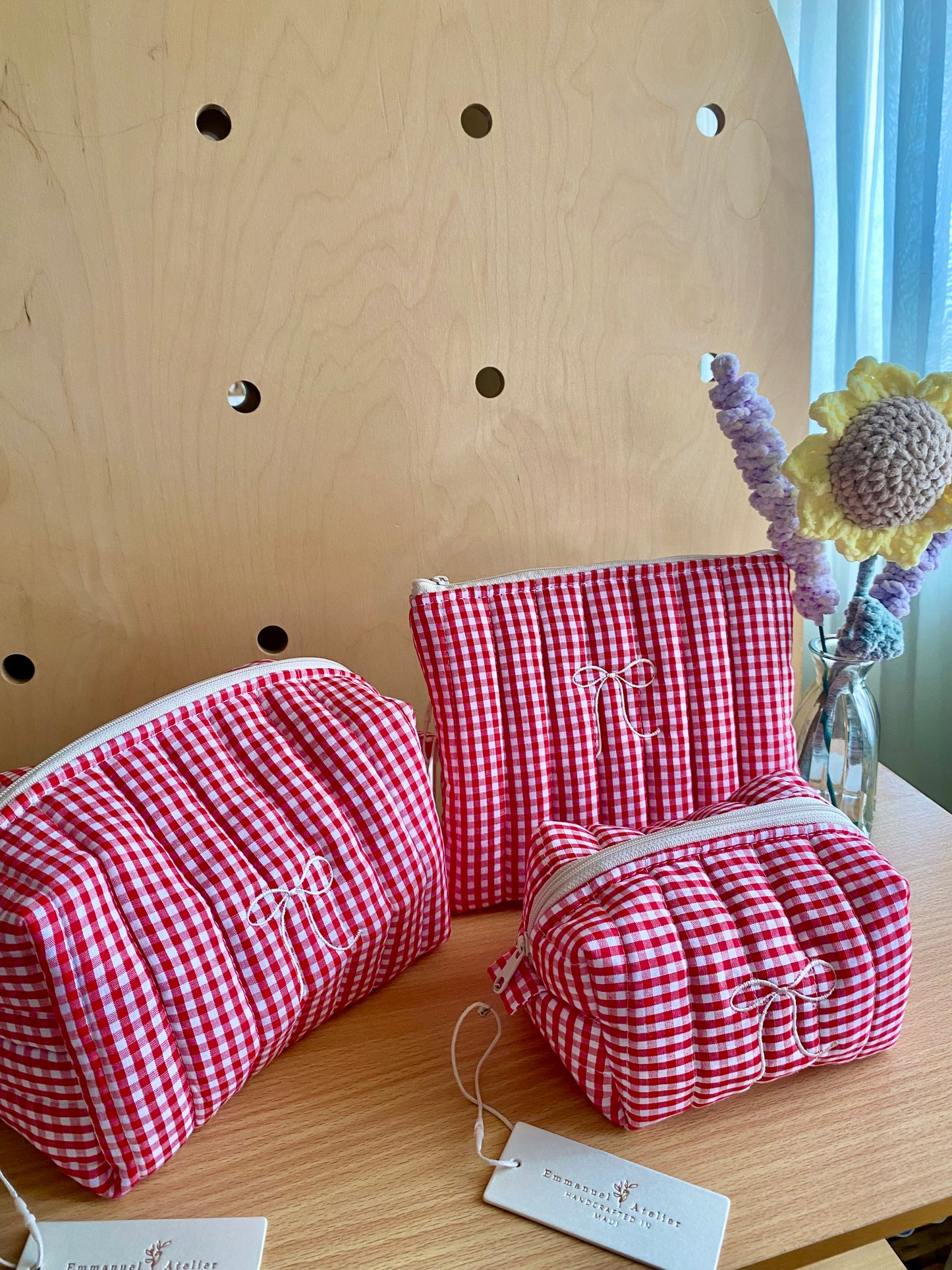 Jumbo Box Pouch - Red Gingham