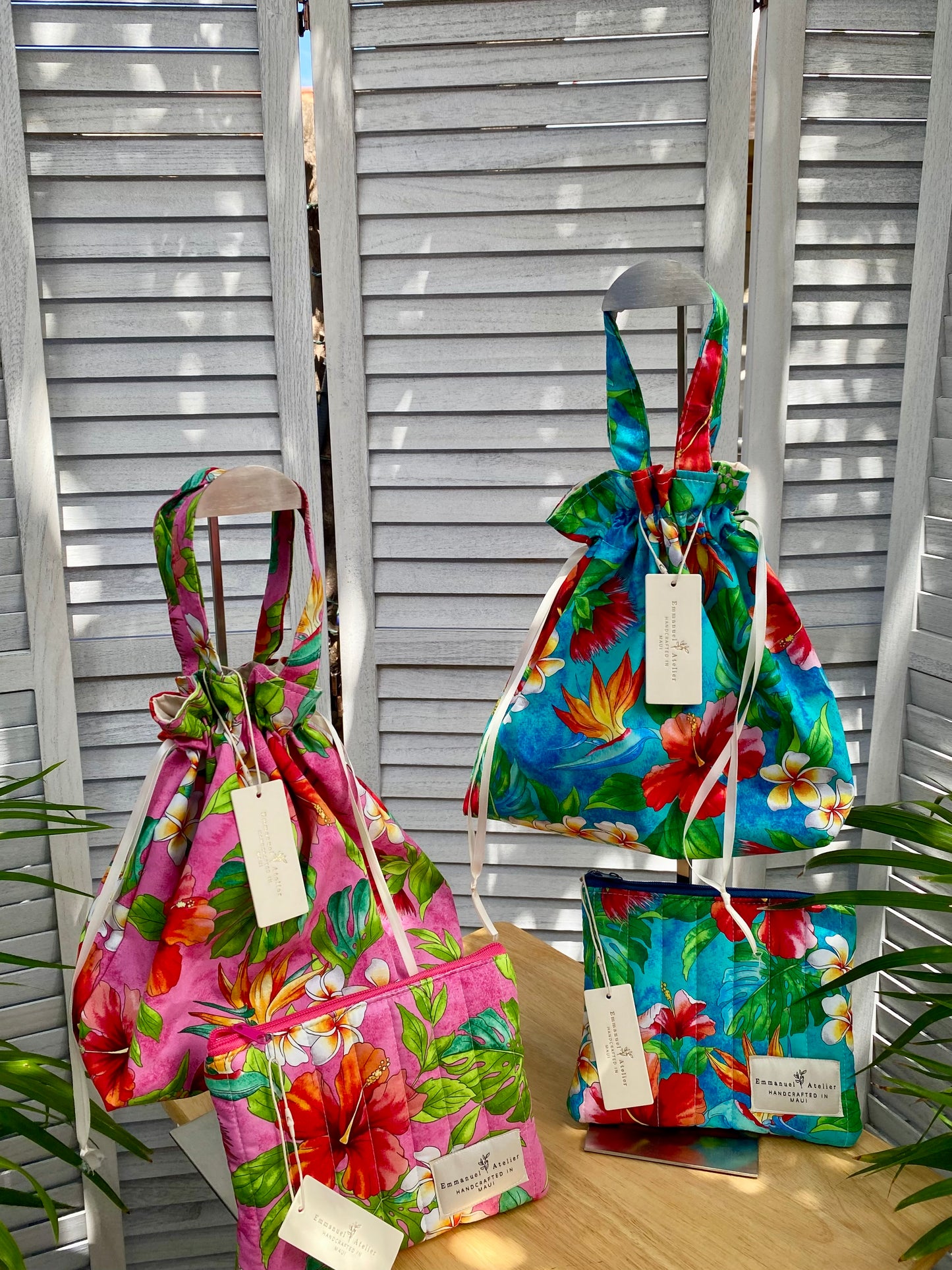 Drawstring Pouch - Cerulean Aloha