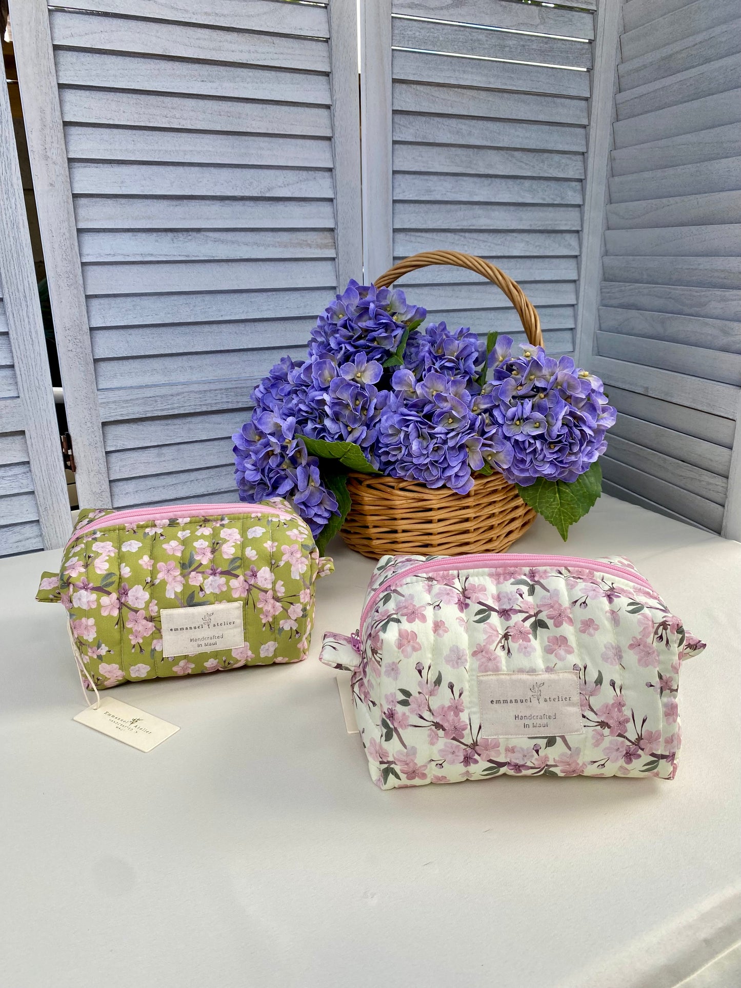 Jumbo Box Pouch - Moss Cherry Blossom