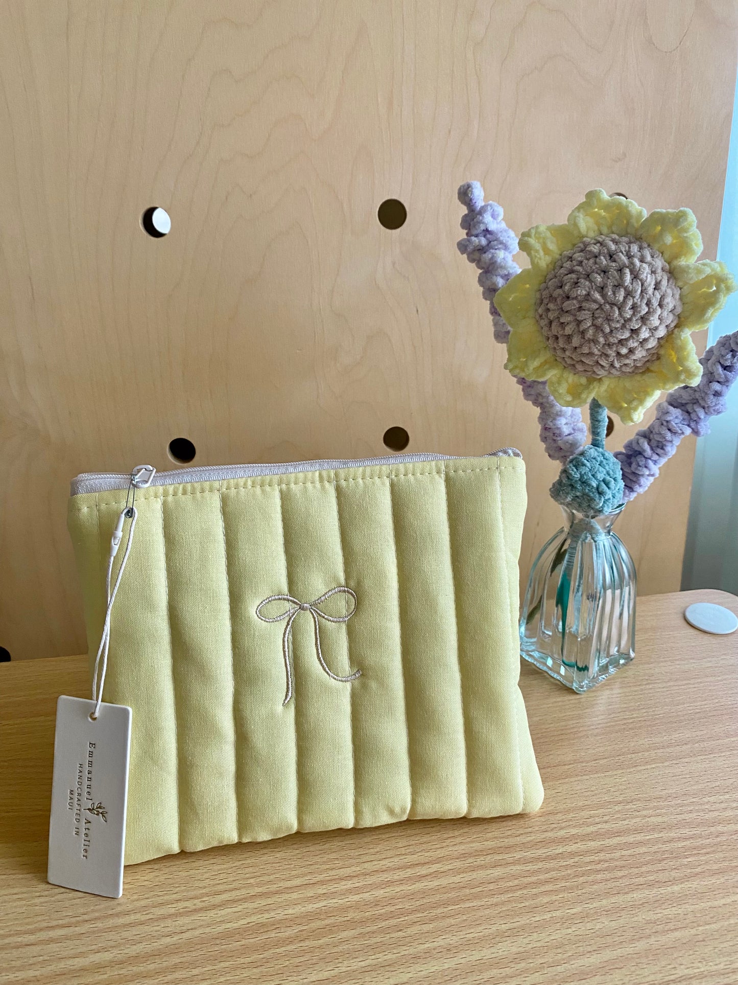 Medium Quilted Pouch - Butter Yellow