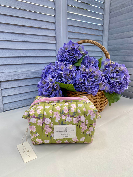 Jumbo Box Pouch - Moss Cherry Blossom