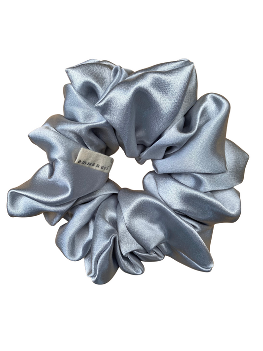 XL Oversized Satin Scrunchie - Blue Gray