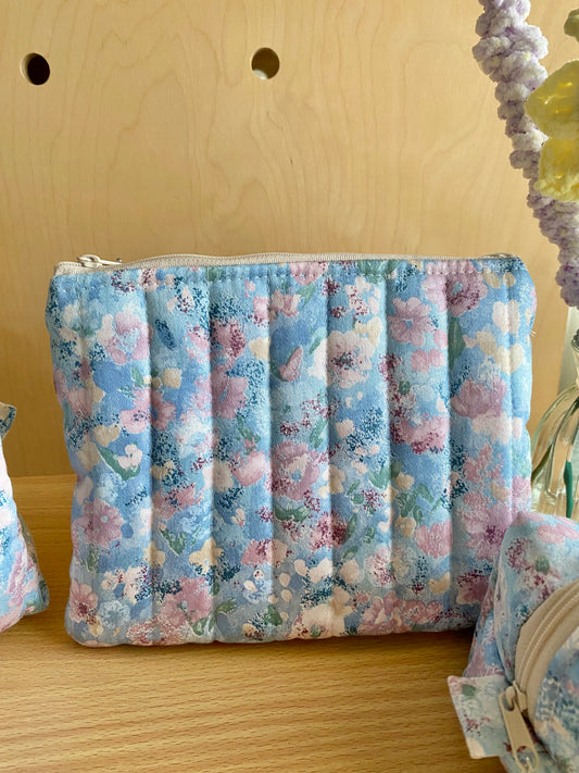 Medium Quilted Pouch -  Blue Lilac