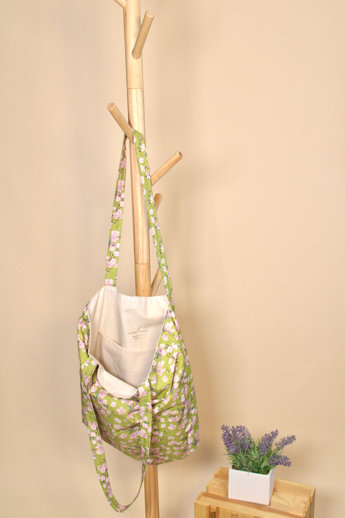 Relaxed Tote Bag - Lime Cherry Blossom