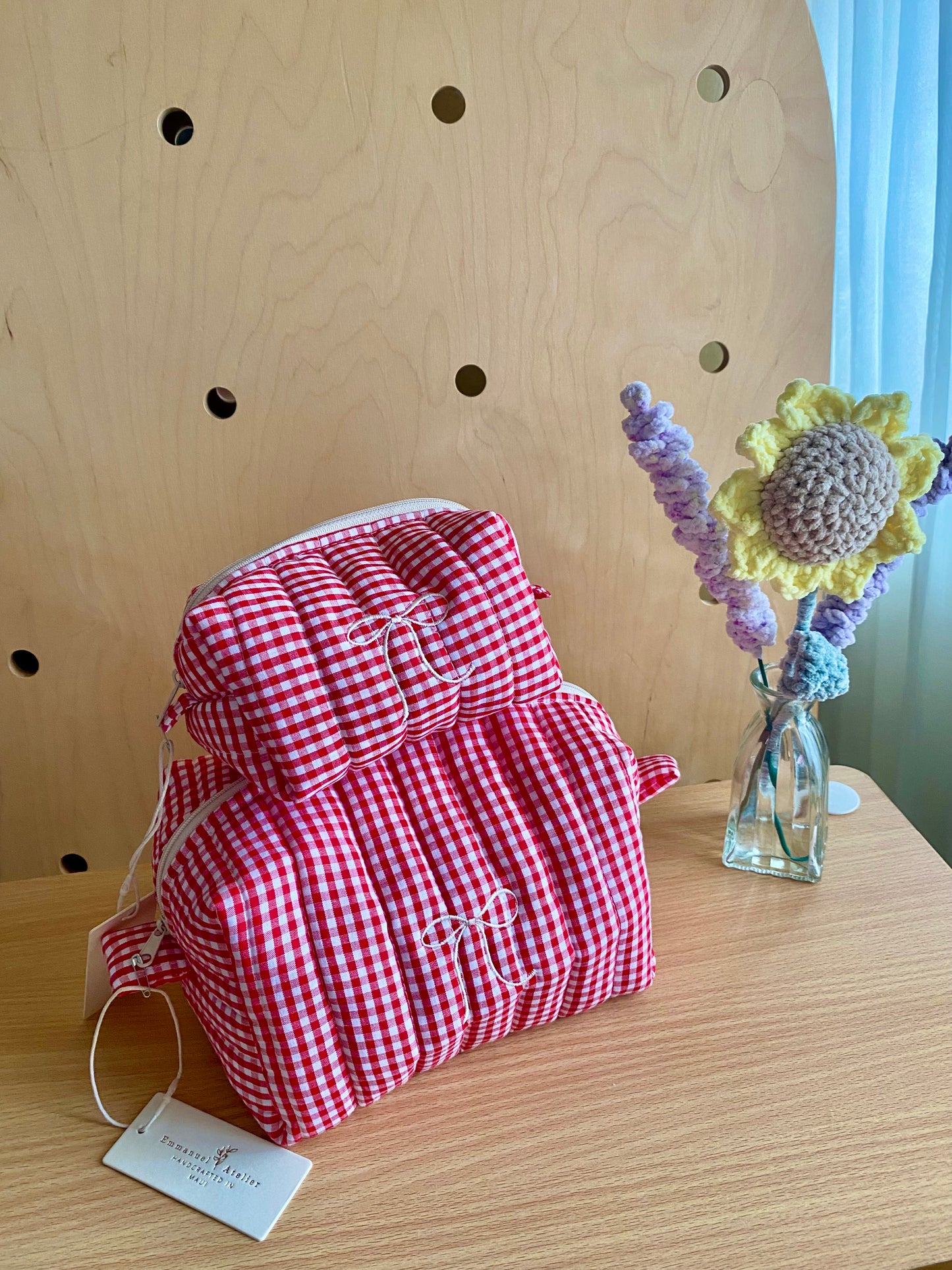 Mini Box Pouch -  Red Gingham