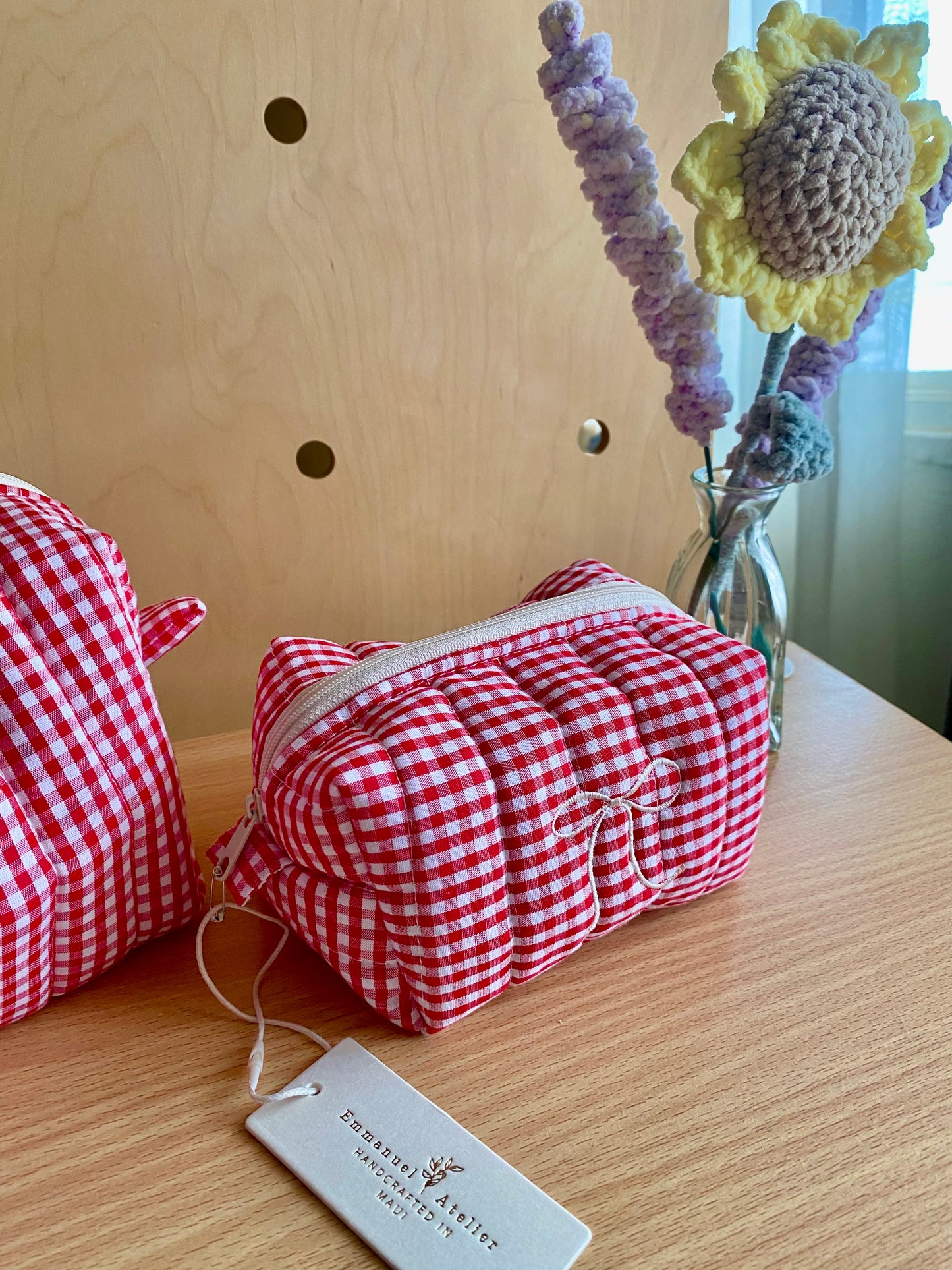 Mini Box Pouch -  Red Gingham