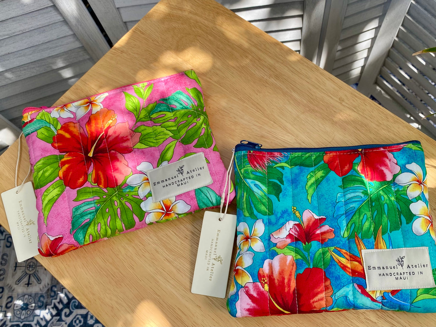 Medium Quilted Pouch - Cerulean Aloha