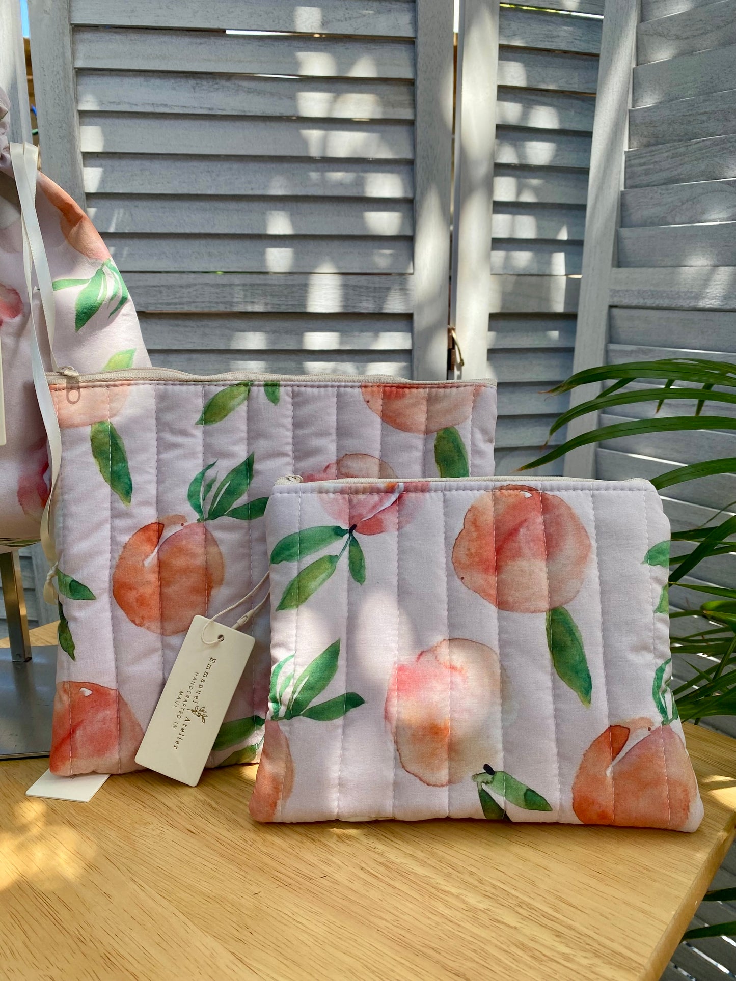 Medium Quilted Pouch - Peach