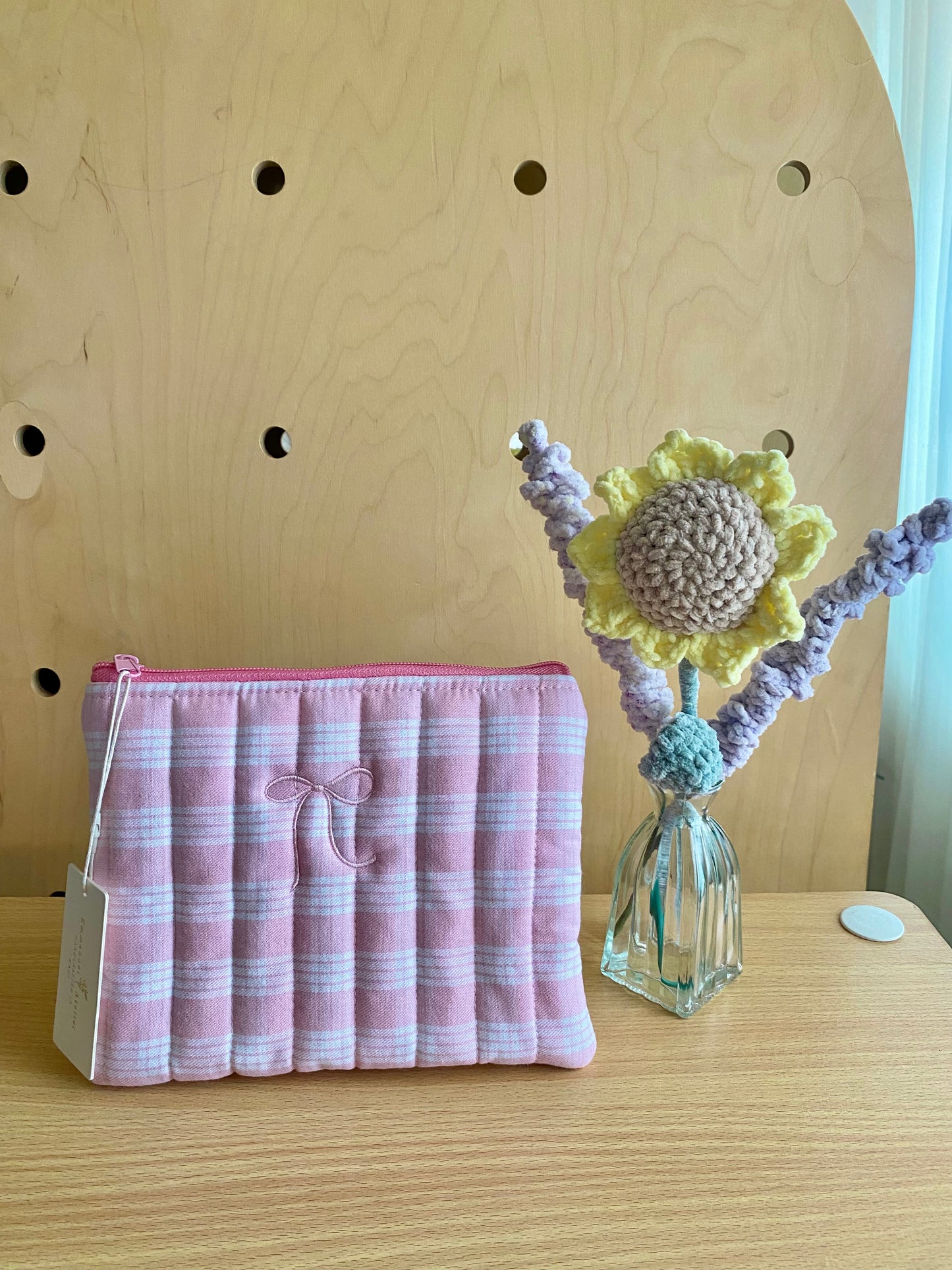 Medium Quilted Pouch - Pink Pastel