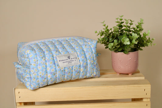 Quilted Jumbo Box Pouch -  Daisy