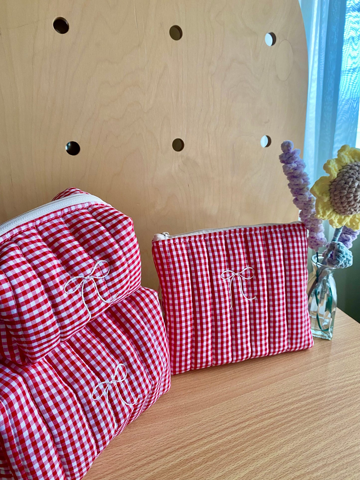 Jumbo Box Pouch - Red Gingham
