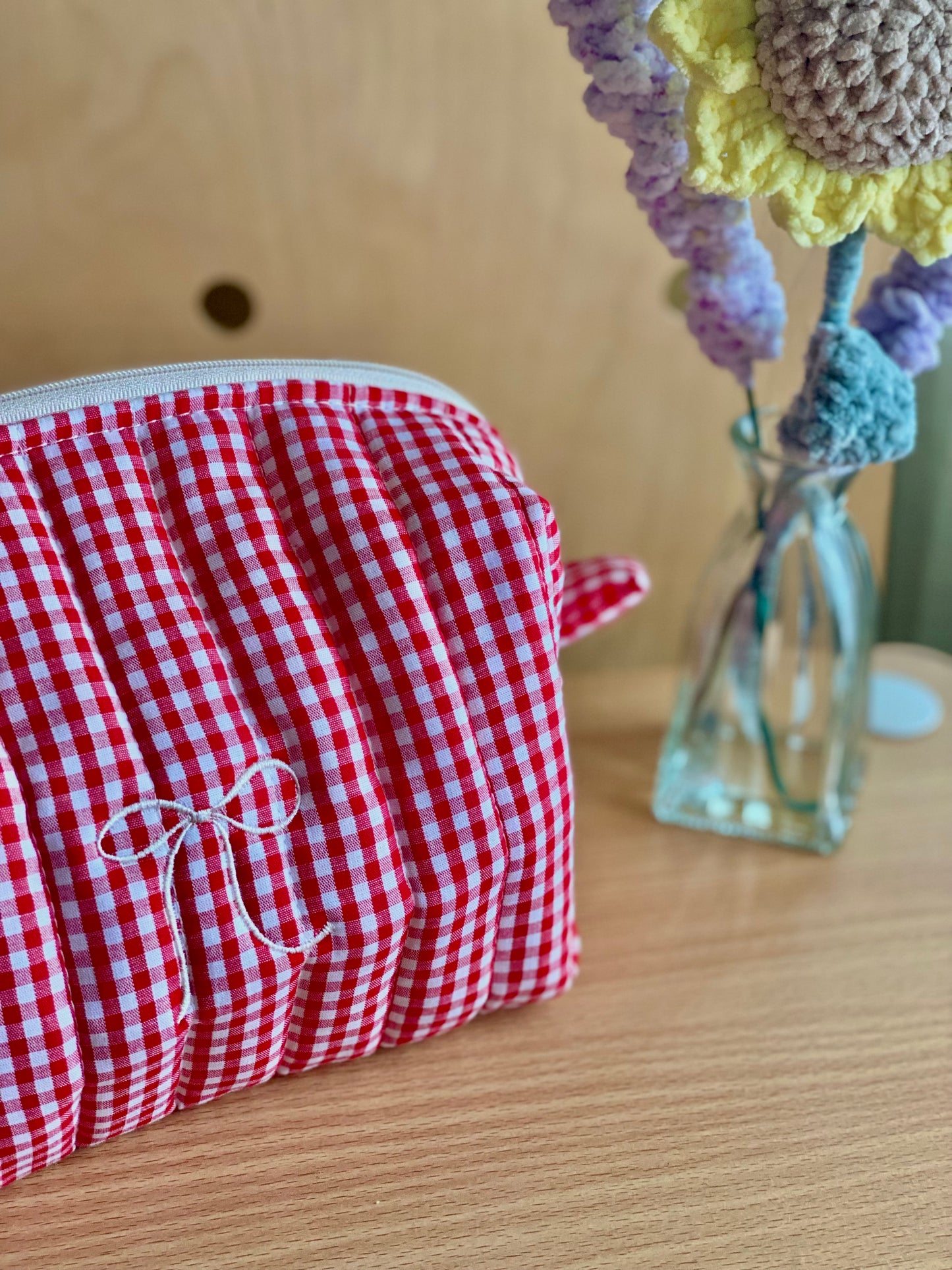 Jumbo Box Pouch - Red Gingham
