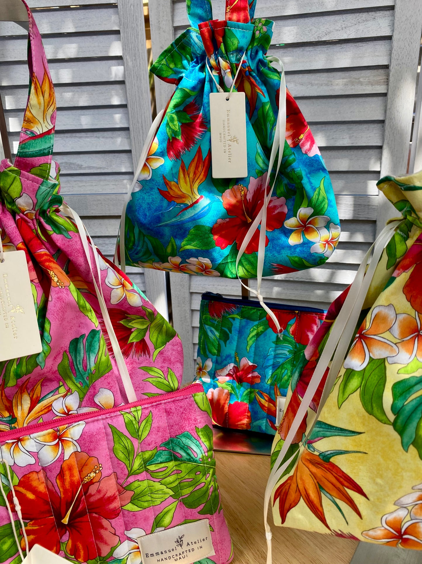 Drawstring Pouch - Coral Aloha