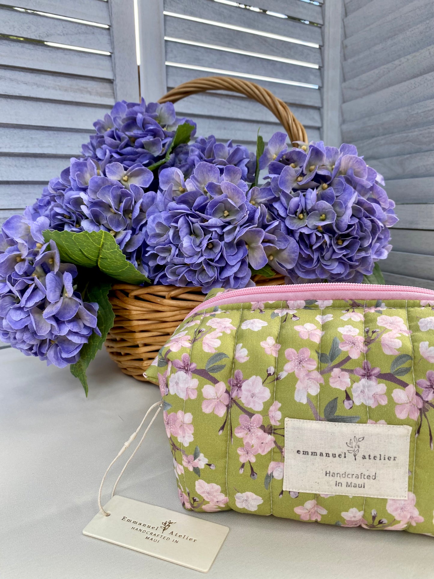 Jumbo Box Pouch - Moss Cherry Blossom