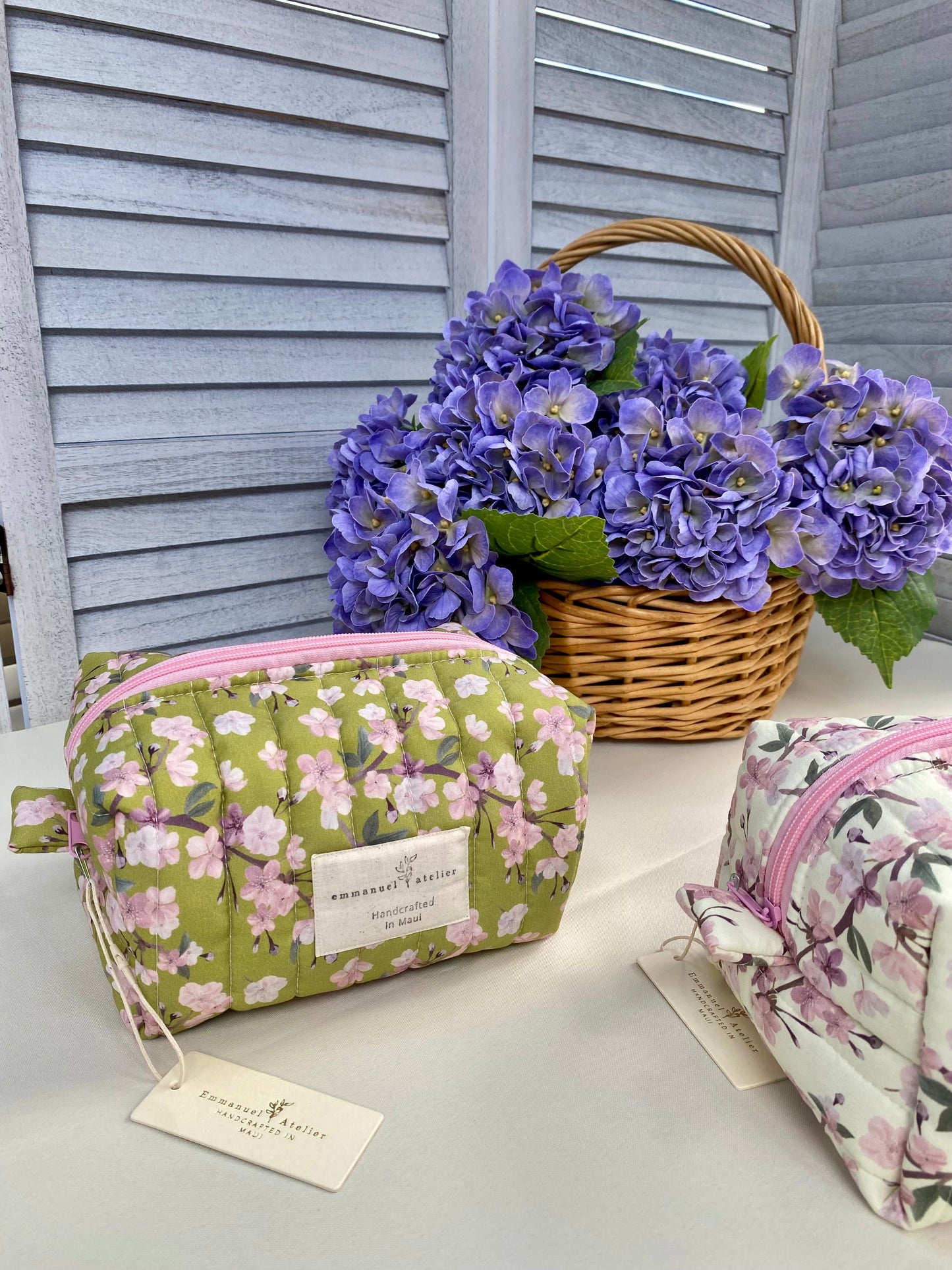 Jumbo Box Pouch - Moss Cherry Blossom