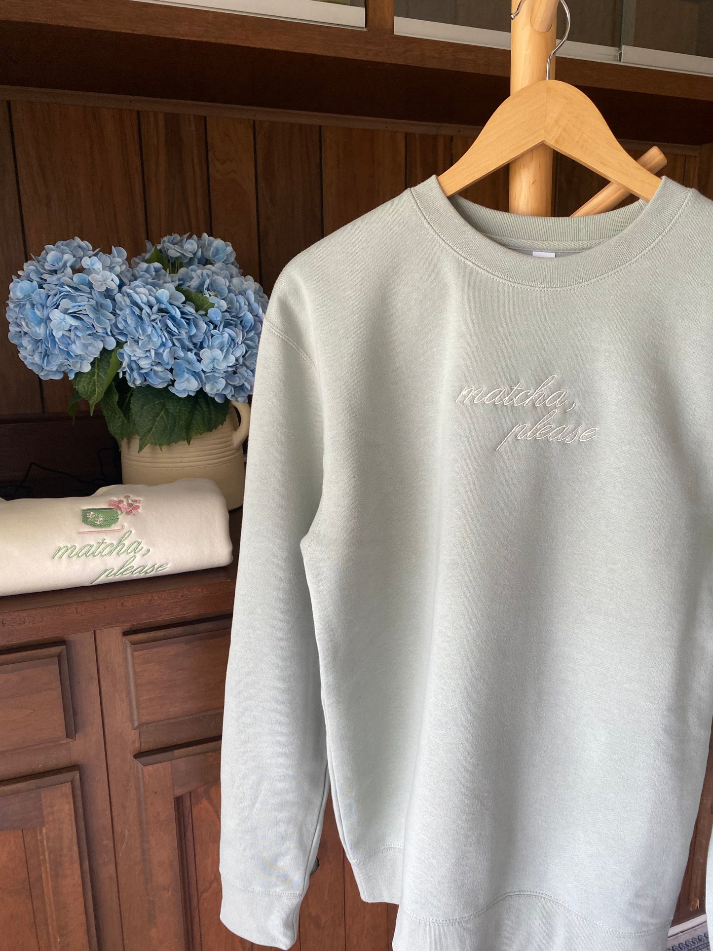Sage Matcha Please Oversized Crewneck