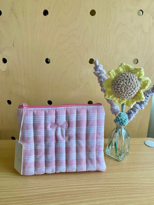 Medium Quilted Pouch - Pink Pastel