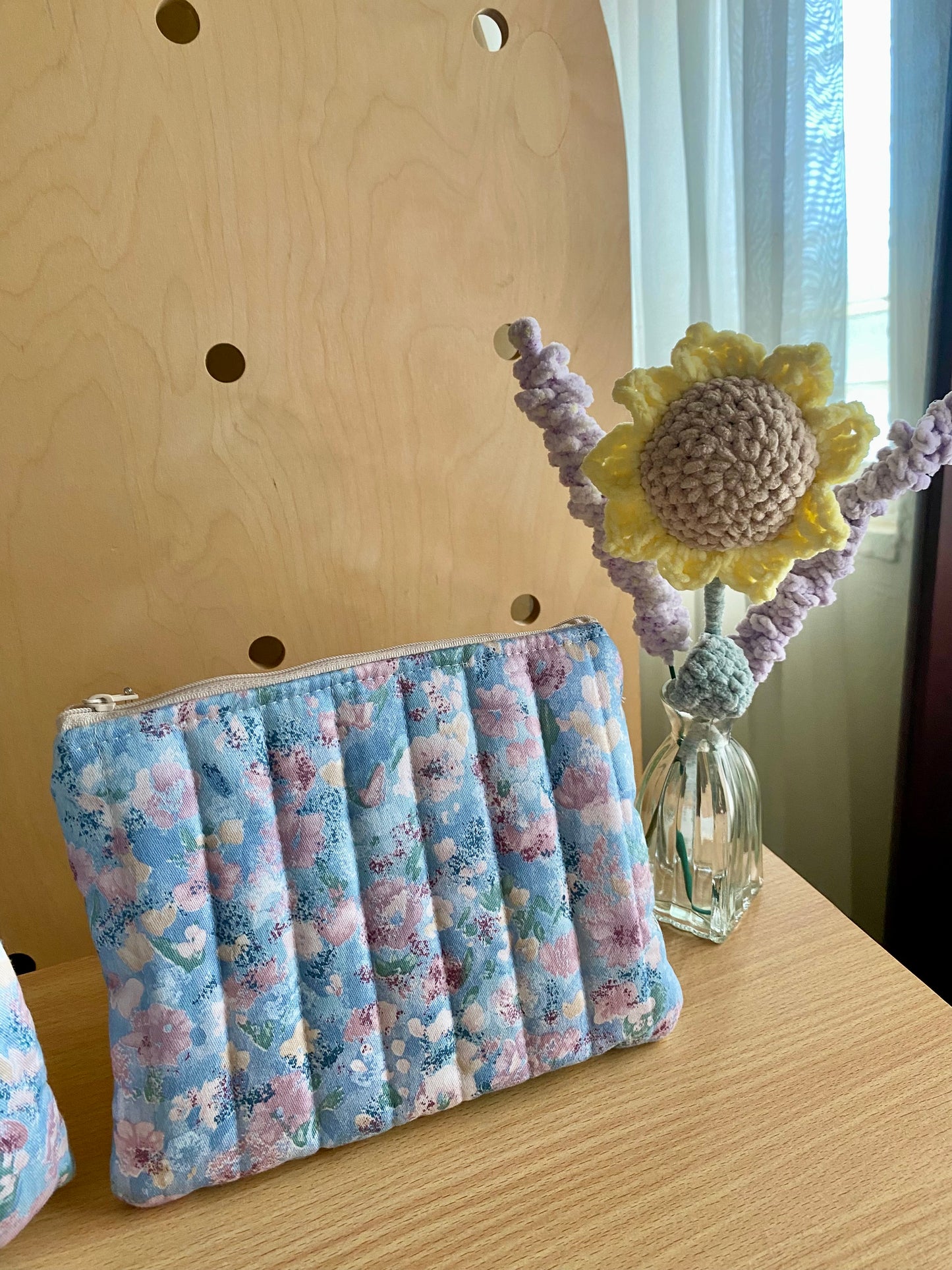 Medium Quilted Pouch -  Blue Lilac