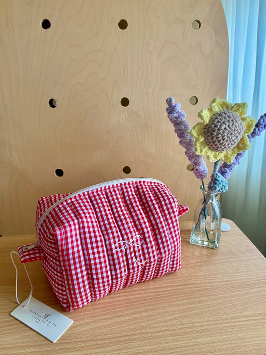 Jumbo Box Pouch - Red Gingham
