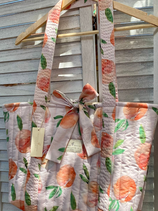 Emely Quilted Tote - Peach