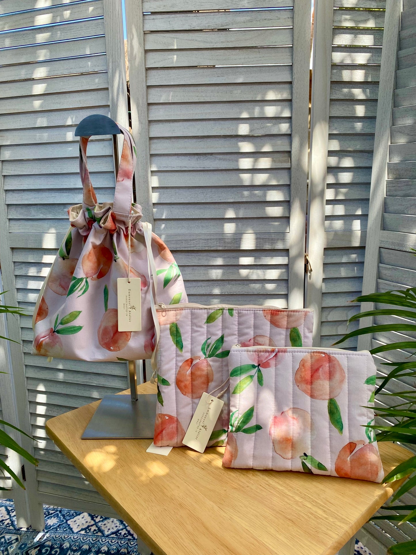 Medium Quilted Pouch - Peach