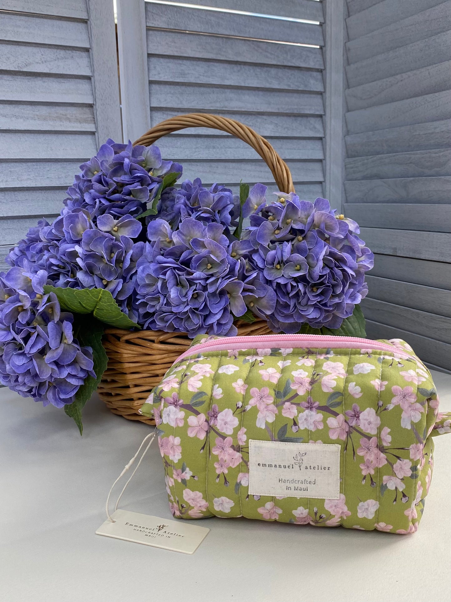 Jumbo Box Pouch - Moss Cherry Blossom