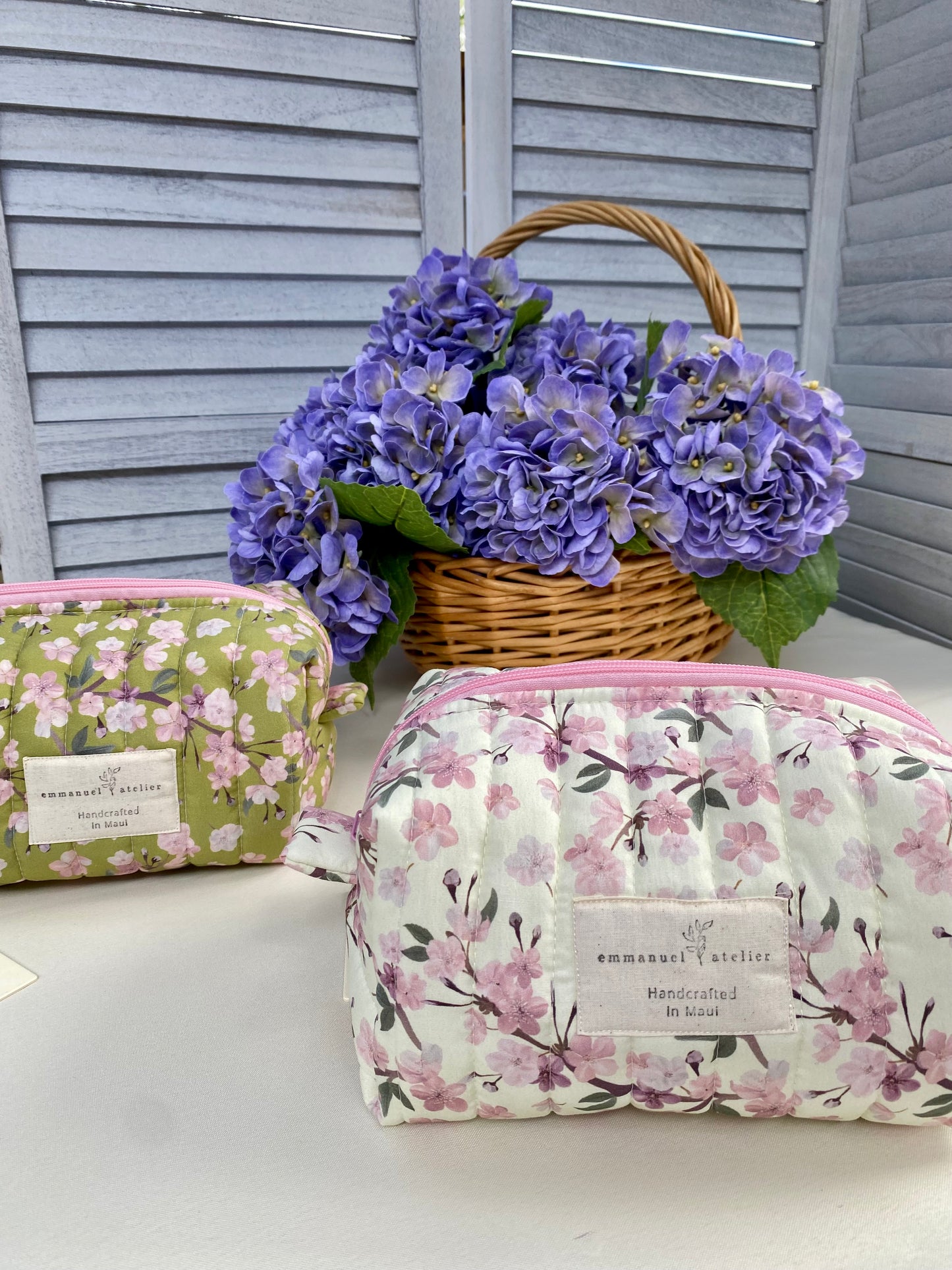 Jumbo Box Pouch - Cream Cherry Blossom