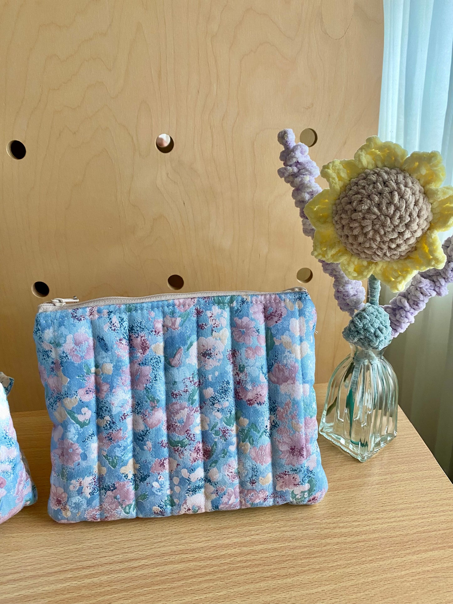 Medium Quilted Pouch -  Blue Lilac