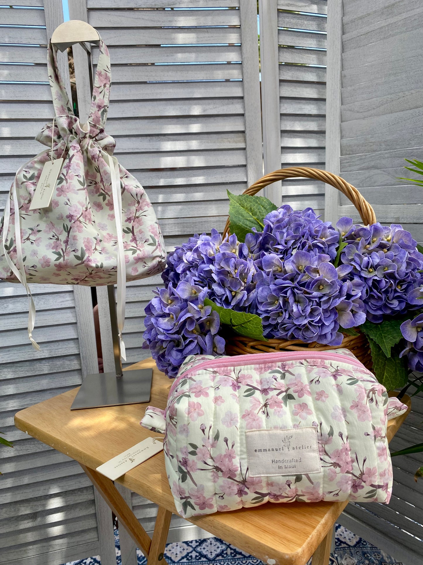 Jumbo Box Pouch - Cream Cherry Blossom