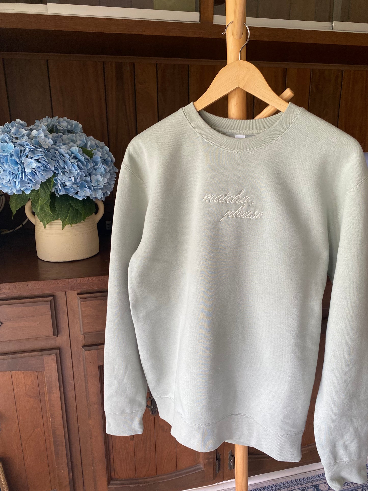 Sage Matcha Please Oversized Crewneck