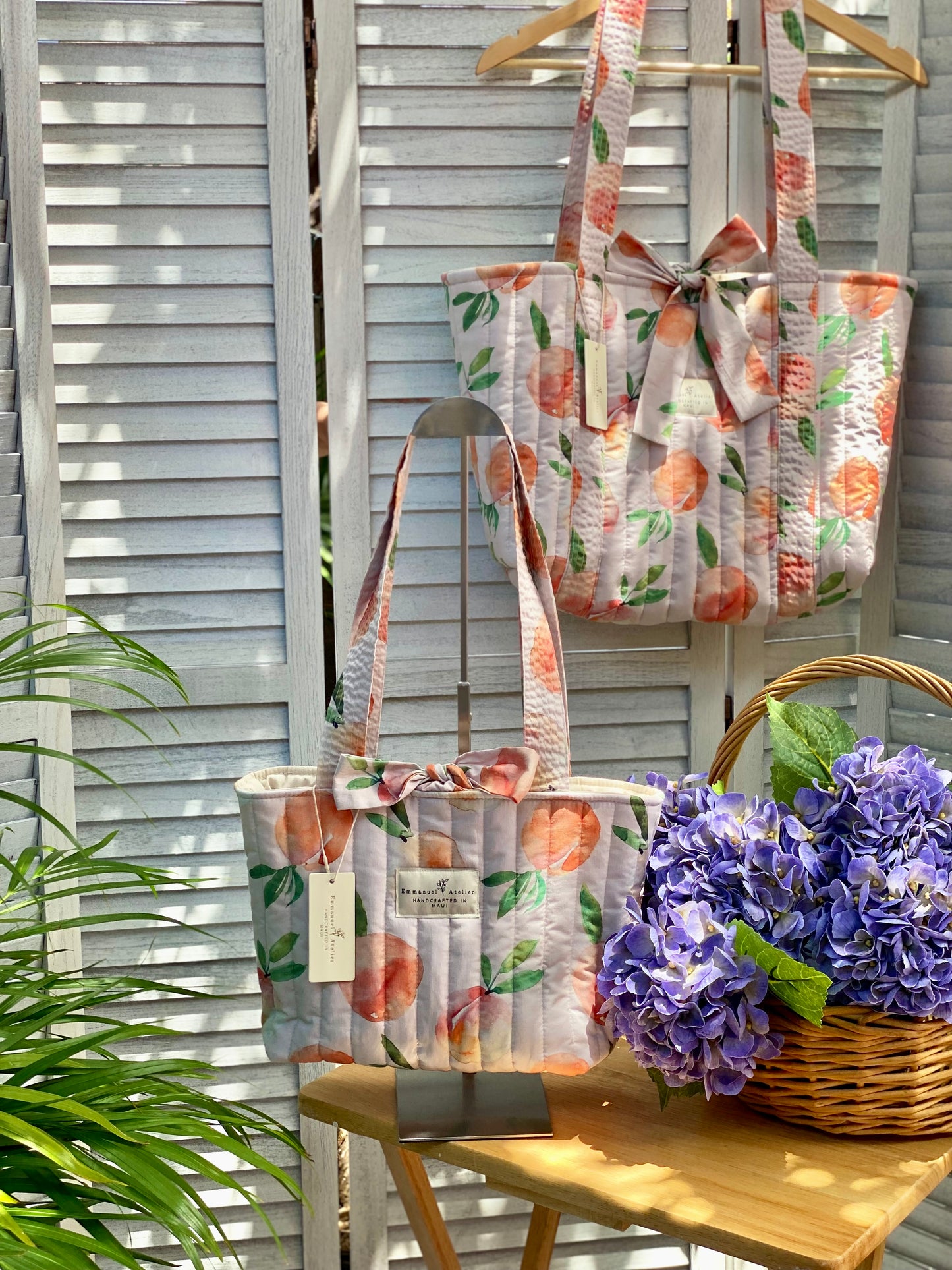 Emely Quilted Tote - Peach