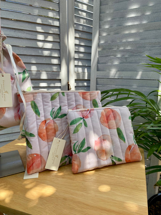 Medium Quilted Pouch - Peach