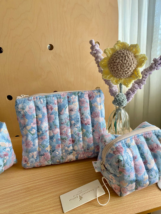 Medium Quilted Pouch -  Blue Lilac