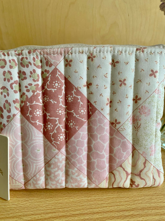 Medium Quilted Pouch - Pink Patchwork