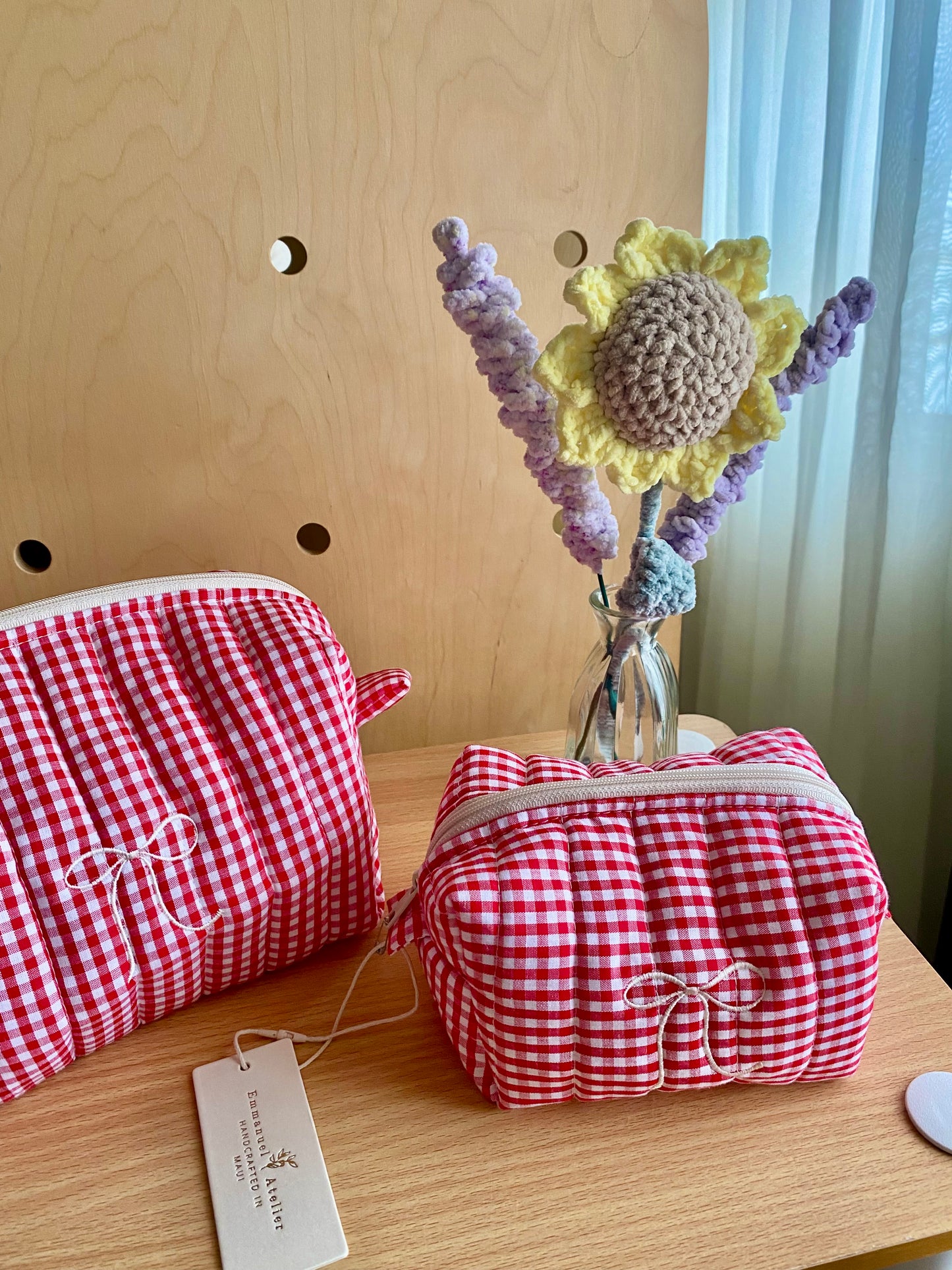 Mini Box Pouch -  Red Gingham