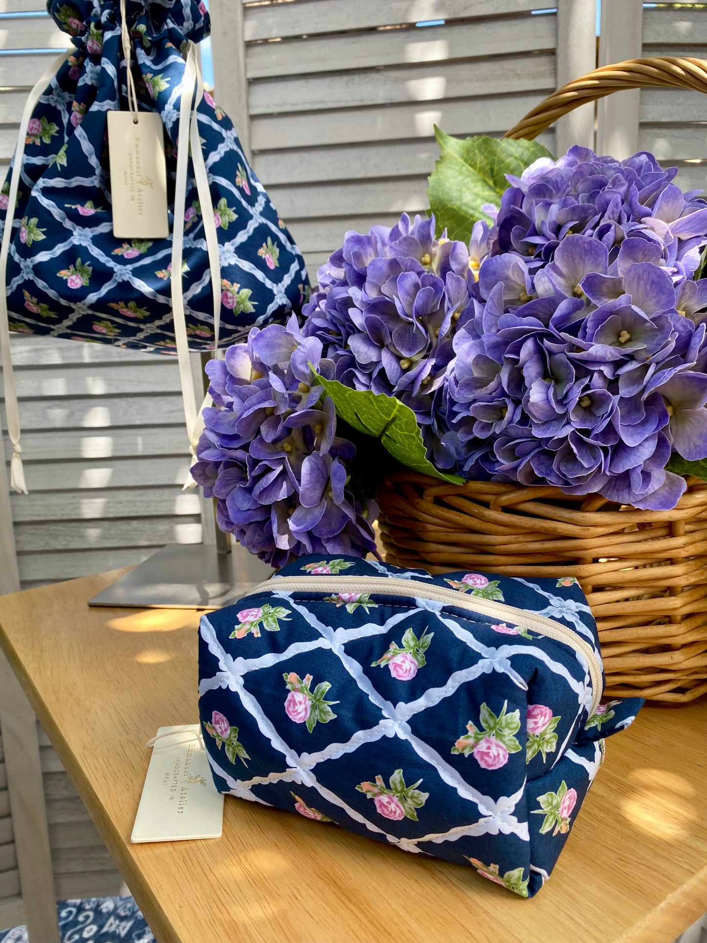 Mini Box Pouch - Navy Rose