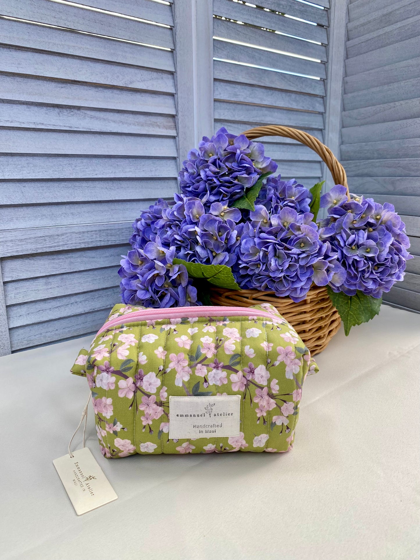 Jumbo Box Pouch - Moss Cherry Blossom