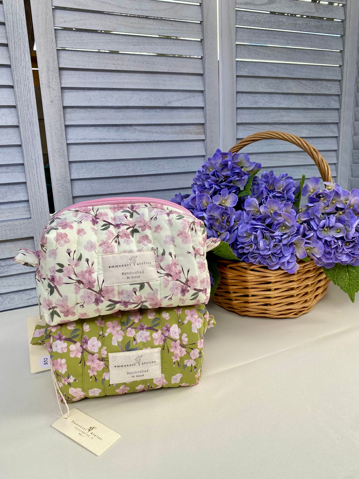 Jumbo Box Pouch - Cream Cherry Blossom