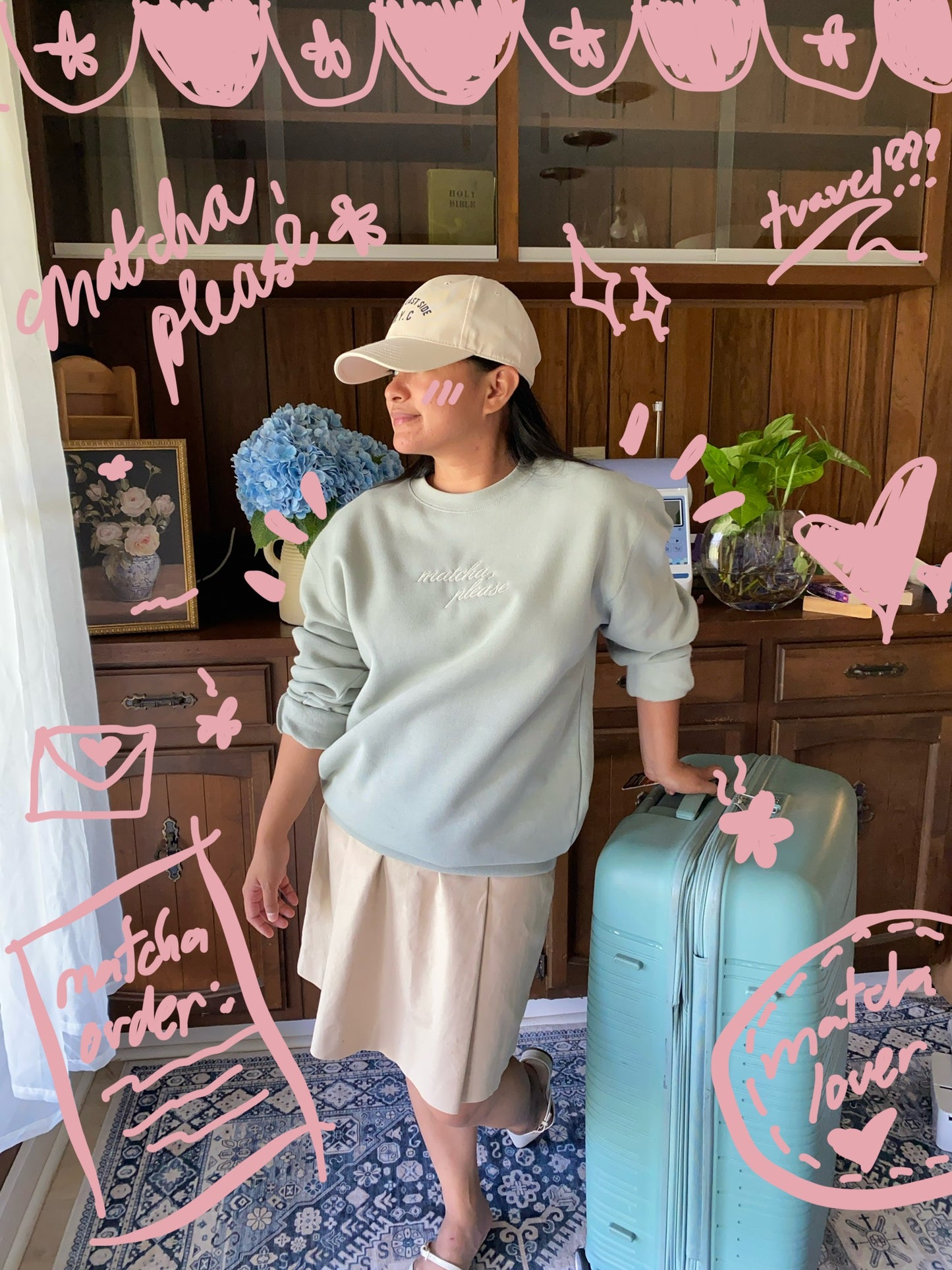 Sage Matcha Please Oversized Crewneck