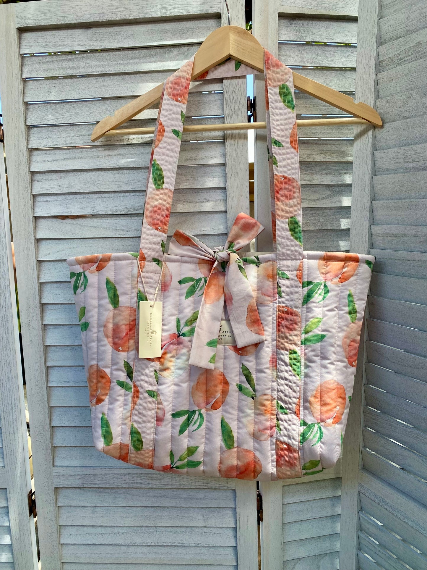 Emely Quilted Tote - Peach