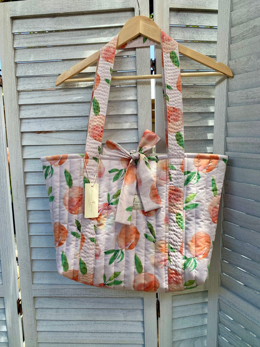 Emely Quilted Tote - Peach