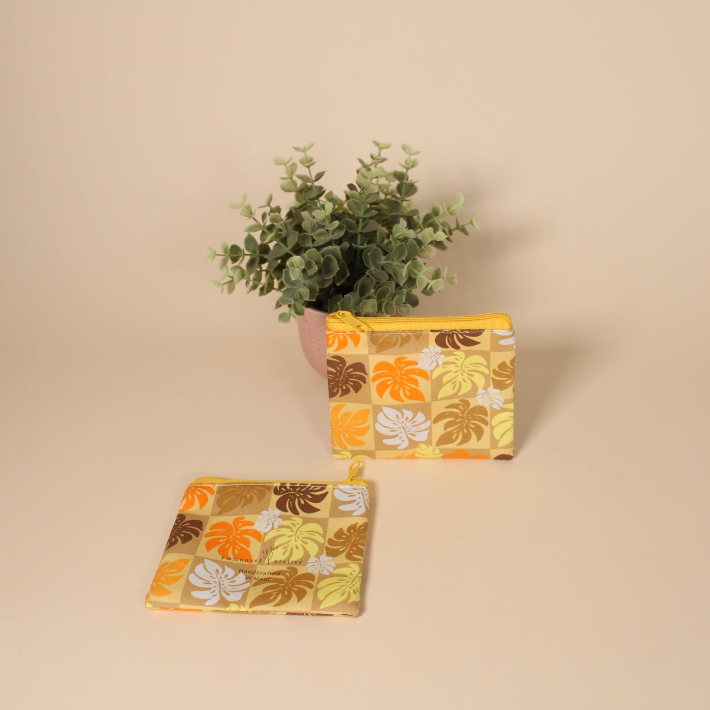 Coin Purse -  Yellow Monstera