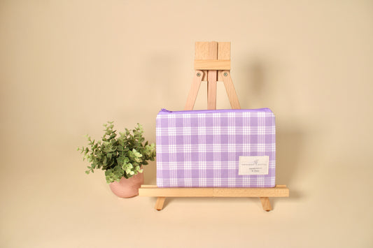 Flat Zippered Pouch - Lavender Plaid