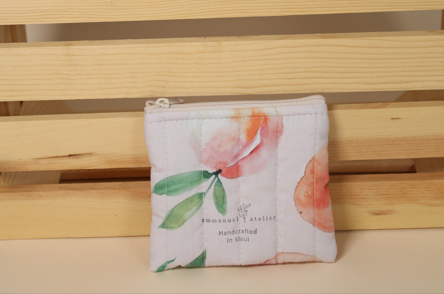 Quilted Coin Purse -  Peach