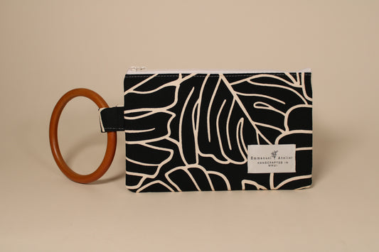 Wrist Pouch  - Black Monstera