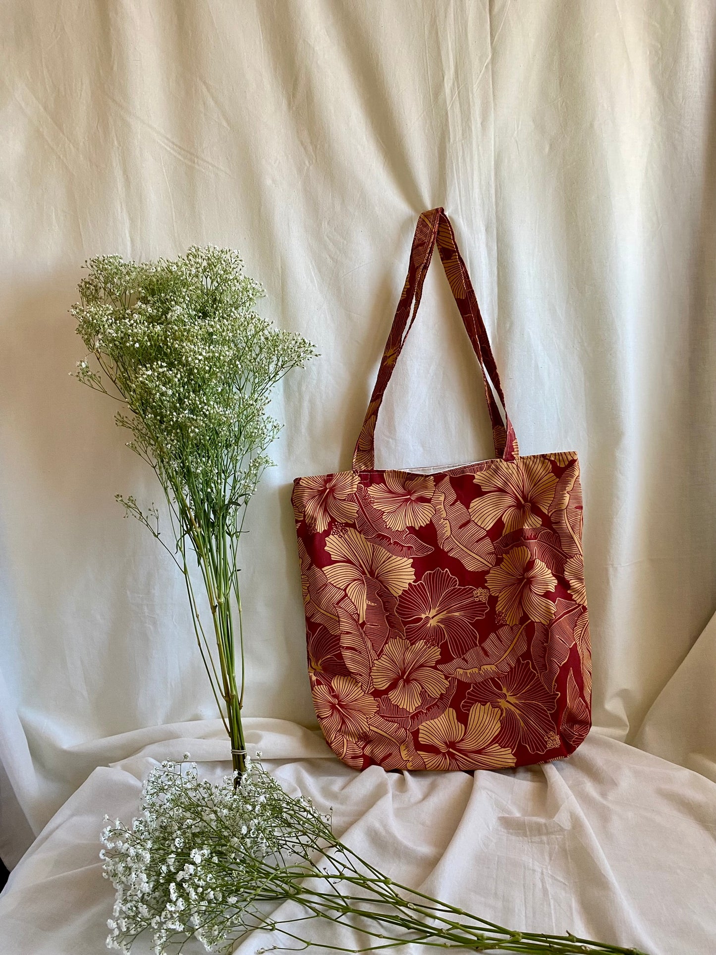 Relaxed Tote Bag -  Crimson Hibiscus