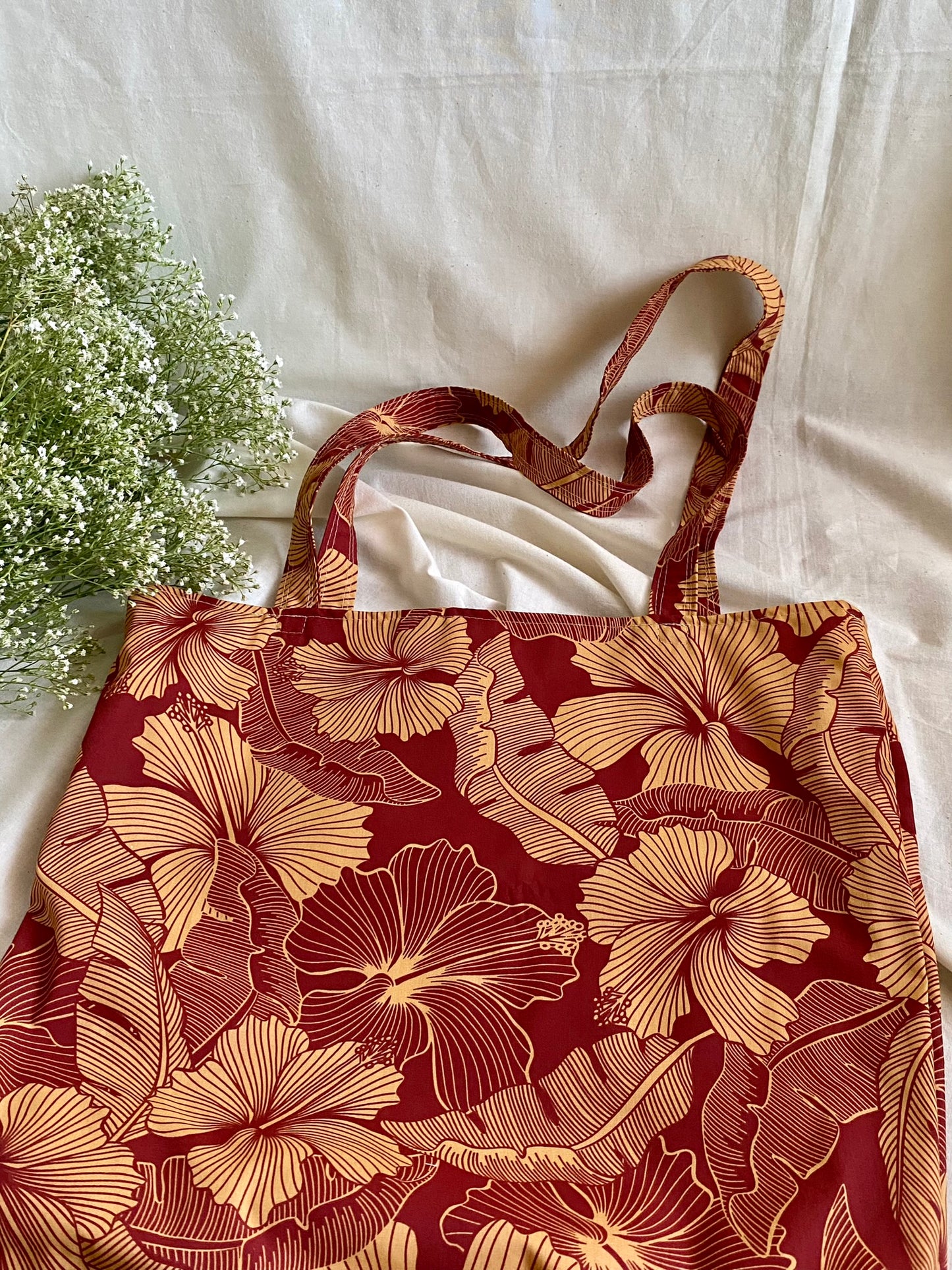 Relaxed Tote Bag -  Crimson Hibiscus