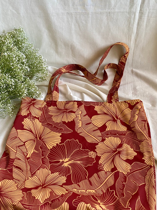 Relaxed Tote Bag -  Crimson Hibiscus