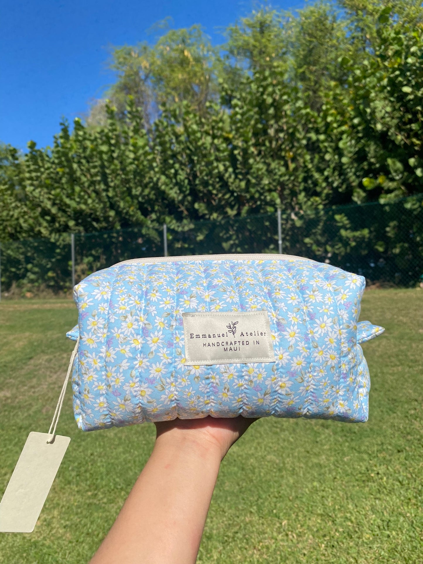 Quilted Jumbo Box Pouch -  Daisy